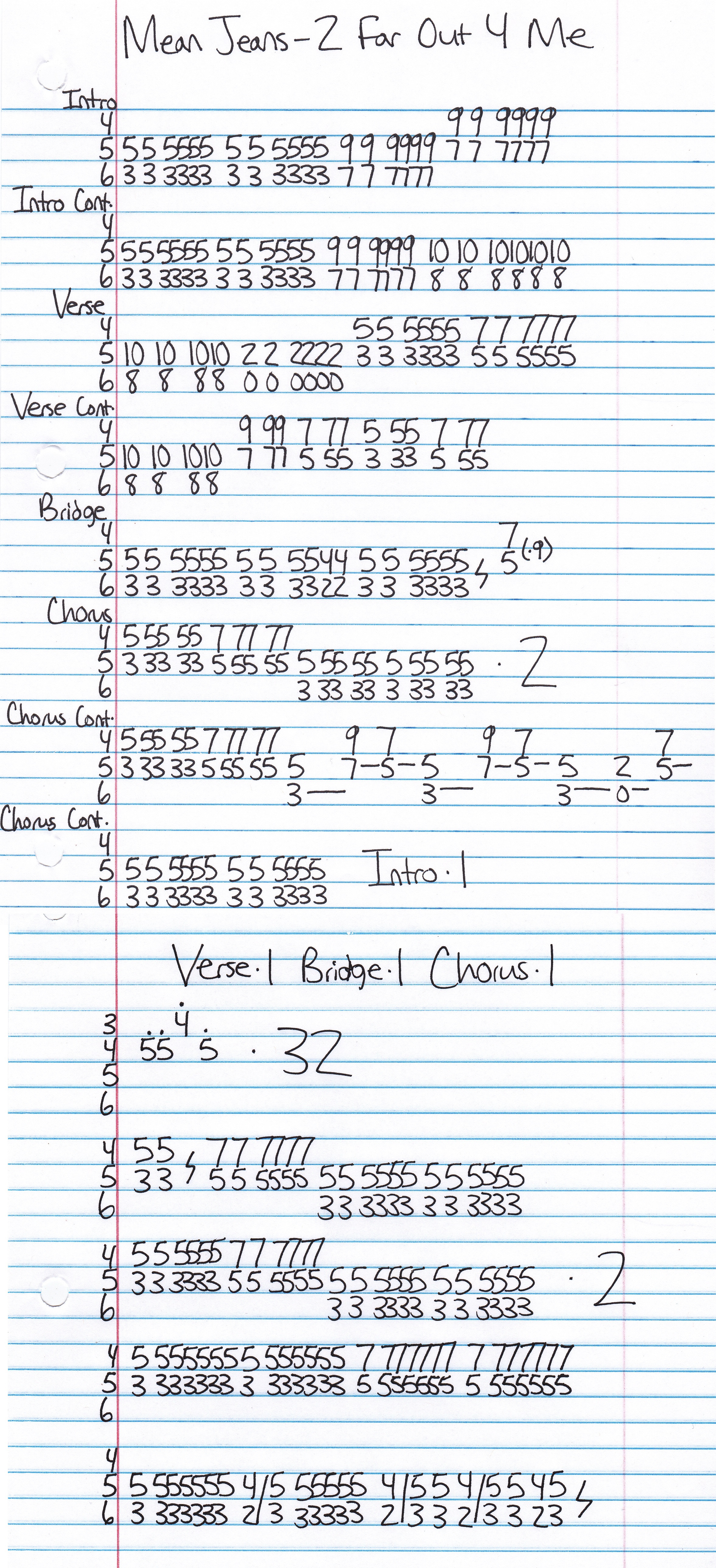 High quality guitar tab for 2 Far Out 4 Me by Mean Jeans off of the album Tight New Dimension. ***Complete and accurate guitar tab!***